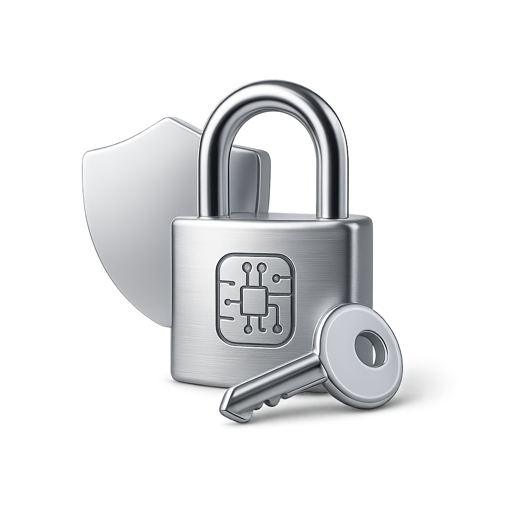 Security padlock with shield and key representing encrypted network traffic isolation